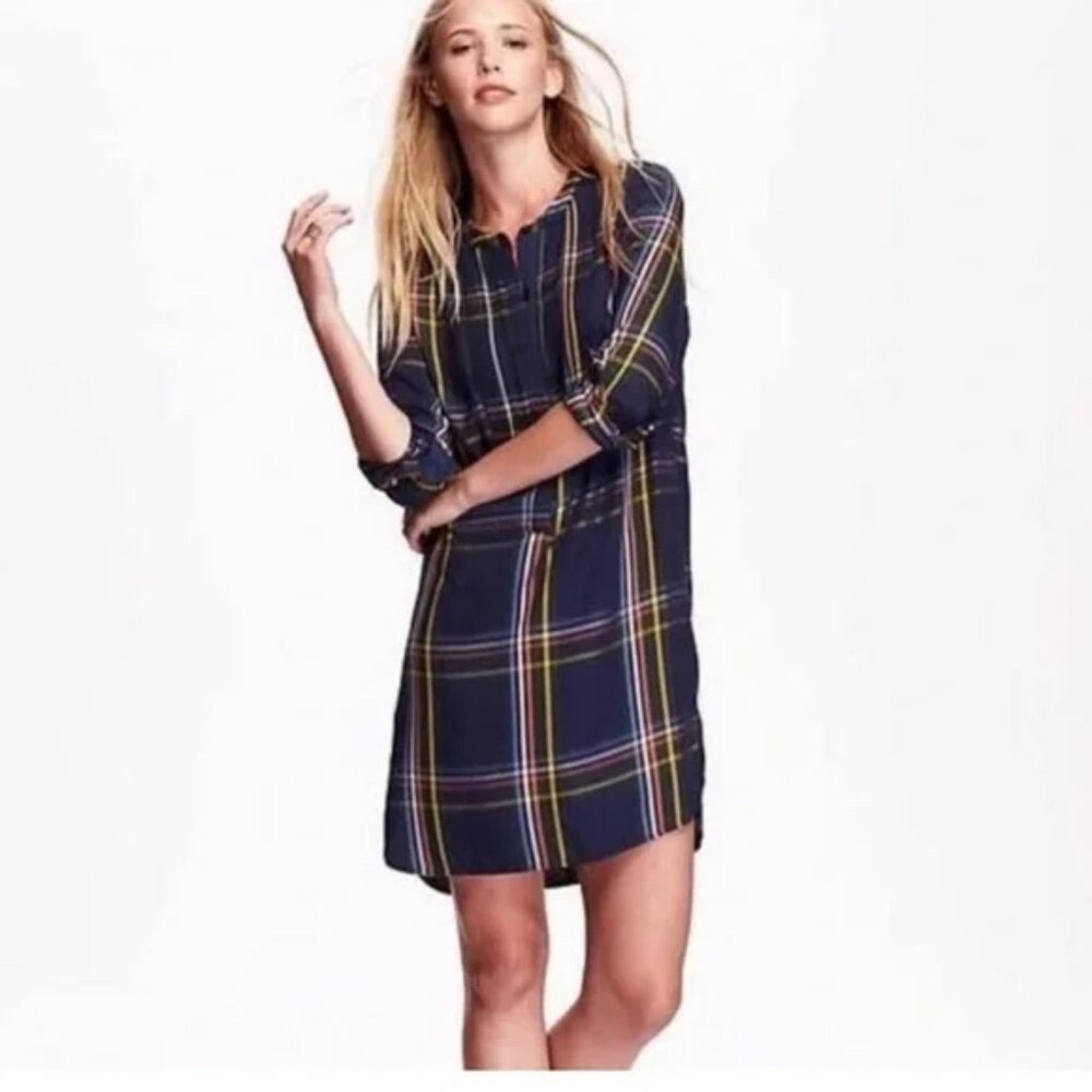 Plaid Pintuck Shirt Dress